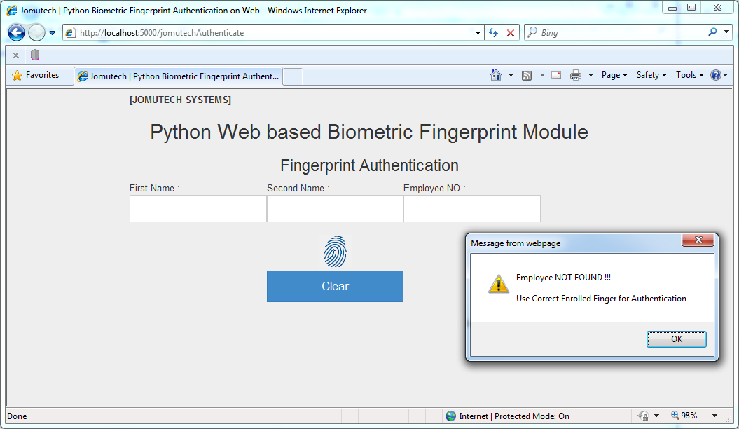 Python Flask Web Biometric Authentication – Joseph Mwema - Biometrics ...