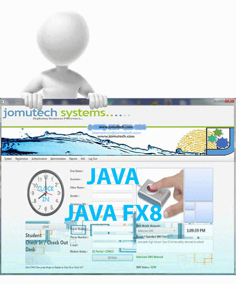 Java Biometrics Student Track with Parent and Guardian SMS and Alerts Notification