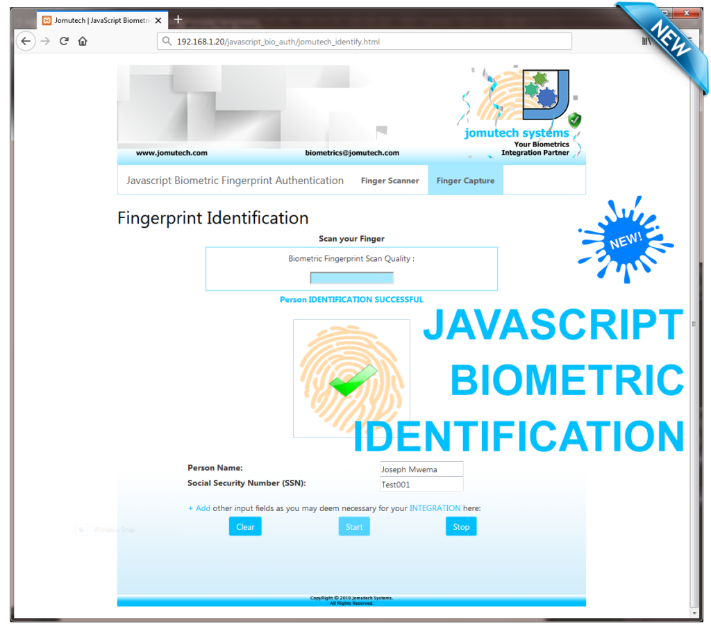 JavaScript Biometrics Identification