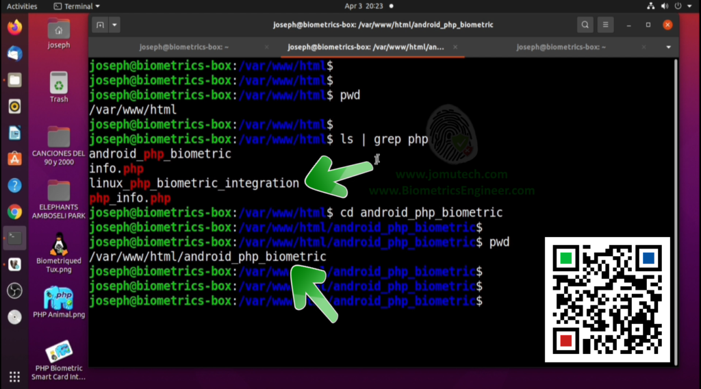 Android PHP Web Biometric Integration Project Folder in Ubuntu Linux from where the Project is Served by the Apache Web Server
