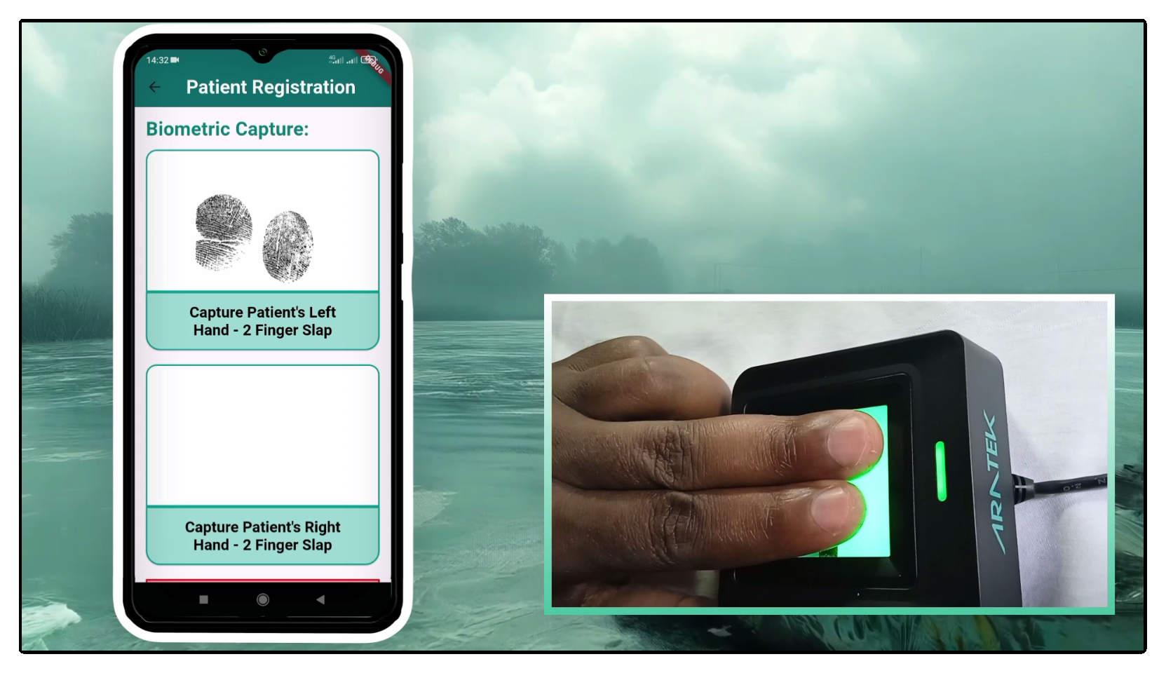 Patient Biometric Registration App Driven by ARATEK A800 Reader